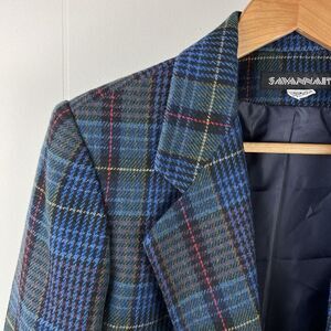 Vintage‎ Savannah Wool Blend Blazer Womens 6 Plaid Holiday Christmas Tweed